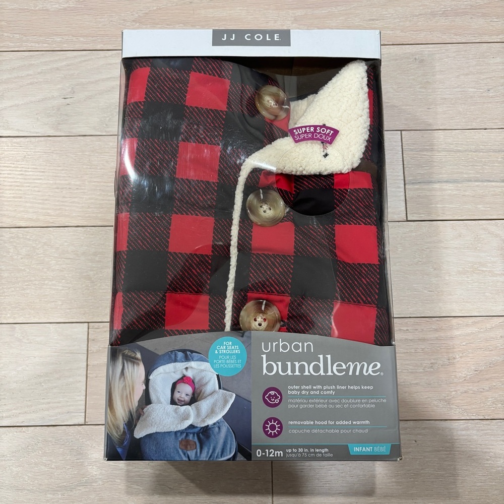 JJ Cole Red and Black Plaid Urban BundleMe Infant carseat stroller cover